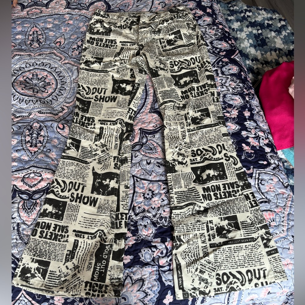 Newsprint Flare Leg Jeans